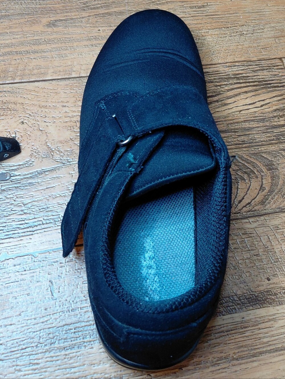 10.5 Wide (E) Orthofeet Women’s Black Hook-and-Loop Velcro Comfort Loafers - Picture 11 of 15